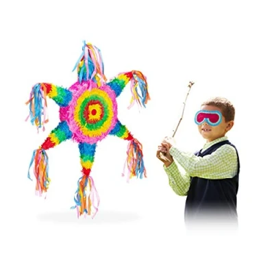 Image of Relaxdays 10025181 Star, Hanging Children’s Paper Piñata for Boys &amp; Girls, Fillable, Birthday Decoration, Colourful, Pinata einzeln