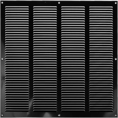 Image of Vent Systems 400 x mm / 16&quot; Inch Cover Black Galvanised Metal Air Supply Ventilation with Screen Mesh Louvered HVAC Covers for Bathroom, Home Office