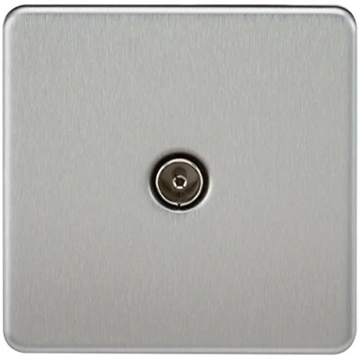 Image of KnightsBridge Coaxial TV Outlet 1G Screwless Brushed Chrome Un Isolated Wall Plate