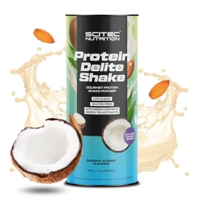 Image of Scitec Nutrition Protein Delite Shake Flavored Drink Powder with Coconut Shreds, L carnitine, Green Coffee Extract, Tea 700 g, Almond
