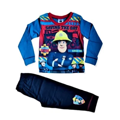 Image of Boys Fireman Sam Pyjamas Character Nightwear 18 months to 5 years (18 24 months) Blue