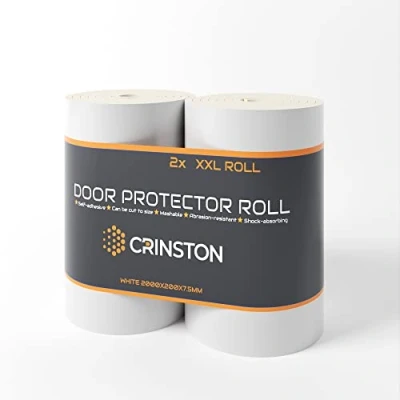 Image of CRINSTON® Garage Wall Protector, 2 Rolls 20 cm x m, Black, Eva Material, Flexible, Self Adhesive, Prevents Bumps and Scratches, Door, Universal Fit (48119)