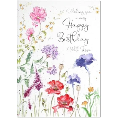 Image of doodlecards Birthday Card Wildflowers Spring Flowers Medium Size with Plain Envelope