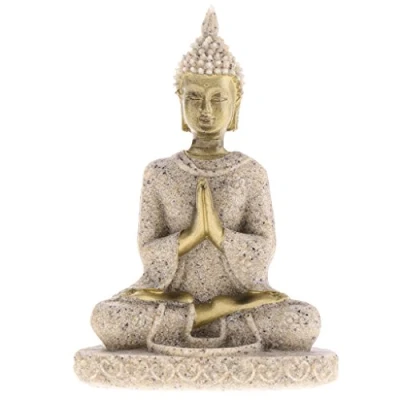 Image of MagiDeal The Sandstone Meditation Buddha Statue Sculpture Hand Carved Figurine Shelf Display Home Decoration