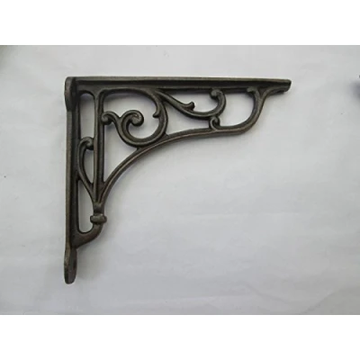 Image of IRONMONGERY WORLD® in 28 Designs Antique CAST Iron Shelf Bracket Support Book Sink Toilet Cistern (150 X 150MM Victorian Scroll)