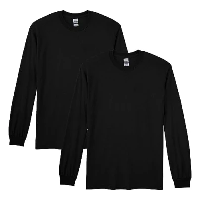 Image of Gildan Men&#039;s DryBlend Long Sleeve T Shirt, Style G8400, 2 Pack, Black, XL (Pack of 2)