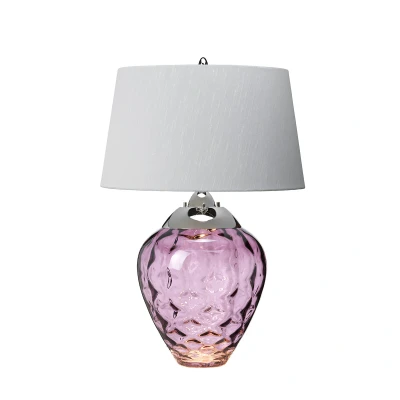 Image of Samara Table Lamp Metal Work Polished Nickel Glassware Plum