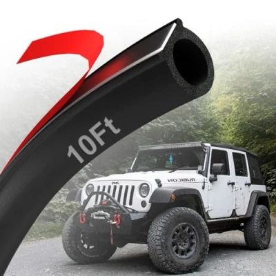 Image of Jobon Car Door Seal Automotive Weather Stripping, Self Adhesive Rubber Strip, D Shape Soundproofing Weatherstripping, Sealing Strip for Truck Hood (19*19mm, 300CM/10Ft)