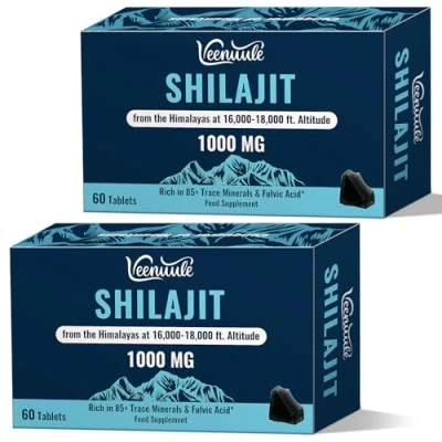 Image of Shilajit Tablets 30,000 mg, 100% Pure Himalayan Shilajit, Rich in Fulvic Acid &amp; 85+ Trace Minerals, Resin Supplement for Energy Immune Health (120 Tablets)