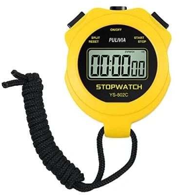 Image of Digital Stopwatch Timer Only with ON/OFF, No Clock Date Silent Simple Operation Children Friendly, PULIVIA Sport for Kids Coaches Running Swimming Sports Training, Yellow