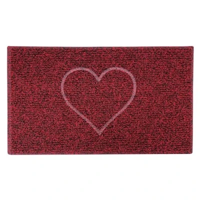 Image of Nicoman HEART Embossed Shape Door Mat Trapper Jet Washable Doormat (Use Indoor or Sheltered Outdoor), Medium (75x44cm), Red with Black