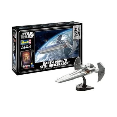 Image of Revell 05638 Gift Set Darth Maul&#039;s Sith Infiltrator: EP1 25th 1:120 Scale Unbuilt/Unpainted Plastic Model Kit with Accessories