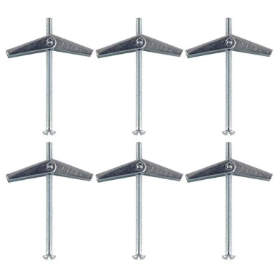 Image of fiXte® Wing Spring Toggle with Machine Screw for Plasterboard Hollow Walls &amp; Doors Pack of 6 (M3 x 50mm)