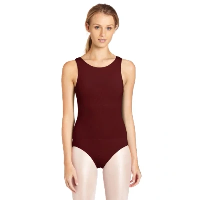 Image of Capezio Women&#039;s High Neck Tank Leotard, Burgundy, S