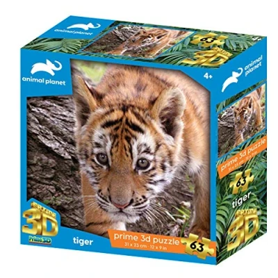Image of Animal Planet AP13733 Tiger 63 Pieces 3D Effect Jigsaw Puzzle, Multicolour