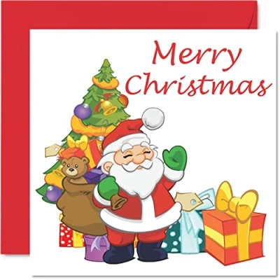 Image of Family Christmas Cards for Women Men Santa Merry Happy Xmas Card To All The Sister Brother Cousin Uncle Auntie, 145mm x Single Greeting Gift