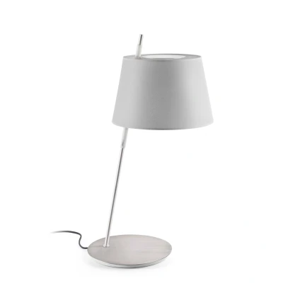 Image of Tango Satin Nickel Table Lamp Grey Shade, E27