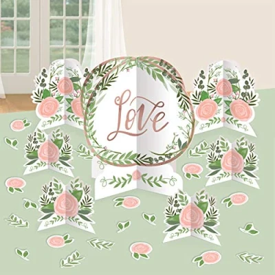 Image of (PKT) Adult Ladies 7 Piece Love &amp; Leaves Hen Do Bridal Shower Table Decorating Kit
