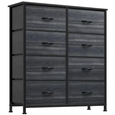 Image of YITAHOME Dresser with 8 Drawers Fabric Storage Tower, Organizer Unit for Bedroom, Hallway, Closets Sturdy Steel Frame, Wooden Top &amp; Easy Pull Bins, Charcoal Black Wood Grain