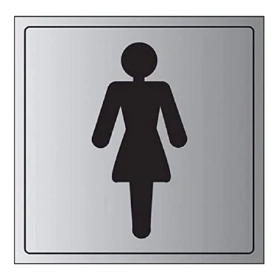 Image of V Safety General Door Ladies Toilet Sign 200mm x 3mm Brushed Alu Comp