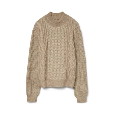 Image of VERO MODA Women&#039;s Vmuniverse Ls Highneck Pullover Ga Bf Knitted Jumper, Silver Mink/Detail: w. Melange, S