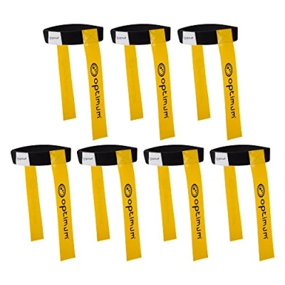 Image of Optimum TBFB Touch Rugby Tackle Tag Belt Flags Adjustable, Training Aid For Beginner Pack of 7 Yellow