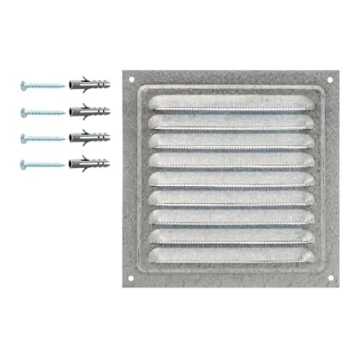 Image of Air Vent Cover Made from Galvanized Steel 15 x cm / 6 inches, Metal Ventilation Grille with Protective Net, Indoor/Outdoor Grid, Grate Mesh.