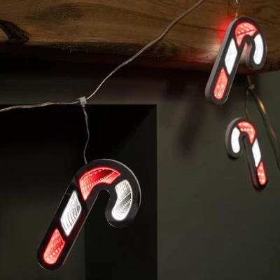 Image of Samuel ALEXANDER 1.75m 6 Infinity Hanging Christmas Candy Cane Garland with Red and White LEDs