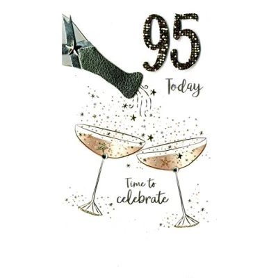 Image of 95th Birthday Greeting Card Hand Finished Champagne Range Cards JGS659