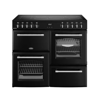 Image of BELLING Farmhouse 100E Electric Ceramic Range Cooker Black &amp; Chrome,