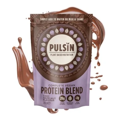 Image of Pulsin Complete Chocolate Hazelnut Vegan Protein Blend 20g Plant Based Natural, Gluten Free &amp; Shake Powder Faba Bean, Pea Pumpkin Seed