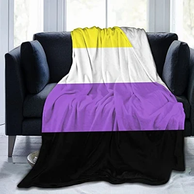 Image of Hdadwy Non Binary Flag Flannel Fleece Throw Blankets for Bed Sofa Room Home Soft Blanket Warm All Season Plush 80&quot;x60&quot;
