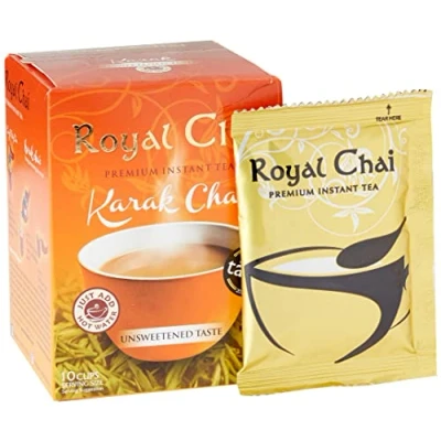 Image of Royal Chai Karak Unsweetened 10 Single Serving Sachets Premium Instant Tea