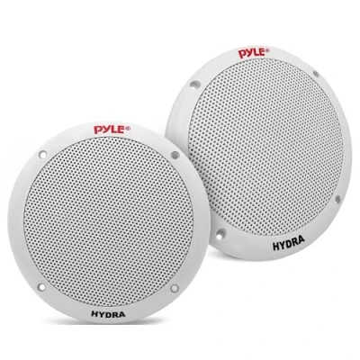 Image of Pyle PLMR605W Dual 6.5&#039;&#039; Waterproof Marine Speakers, 2 Way Full Range Stereo Sound, 400 Watt, White (Pair)