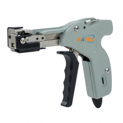 Image of KATSU Tools Stainless Steel Cable Tie Gun, Professional Metal Zip Tensioning and Cutting Tool for Quick Fastening Automatic of Ties 417521