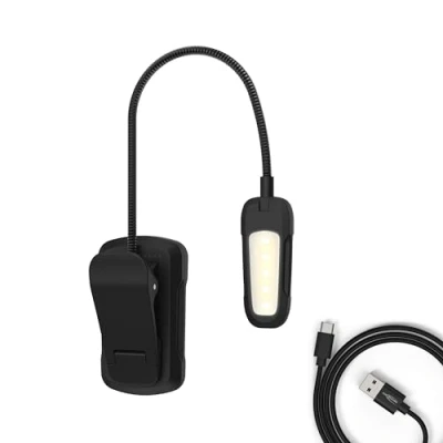 Image of ANSMANN LED Clip Light with Adjustable Neck, 9 LEDs, USB Type C Rechargeable
