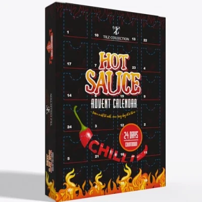 Image of Food Advent Calendar 2024 Hot Sauce Gift Set Non Chocolate 24 Days Calendar, Christmas For Men, Women, Chilli Challenge