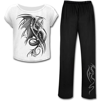 Image of Spiral Bright Eyes 4Pc Gothic Pyjama Set L Black