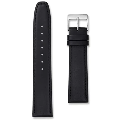 Image of Soft Touch Leather Watch Strap Band 18mm Black (18mm, Black)