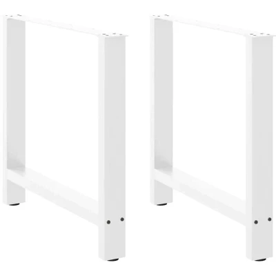 Image of vidaXL White Coffee Table Legs Steel Adjustable Feet For Living Room/Patio 80x(72 73) cm Set of 2