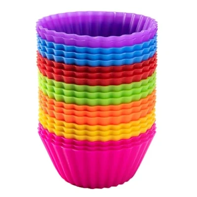 Image of AVANA Silicone Reusable Large Muffin Molds, Set of 20, 7 Colors, Environmentally Friendly, Non stick, Versatile Baking Molds for Muffins, Cupcakes, Chocolate Desserts, and More