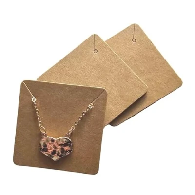 Image of 50 x Jewellery Display Cards Necklace Bracelet Pendant And Chain 5cm Brown