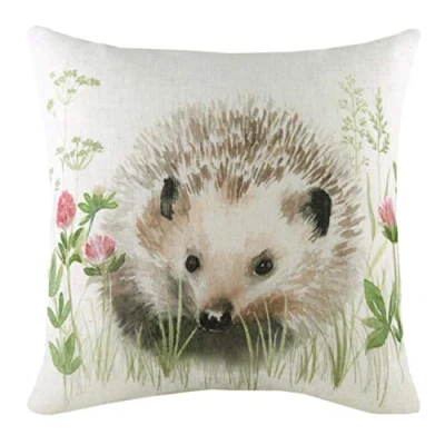 Image of Evans Lichfield Hedgerow Hedgehog Cushion Cover, Multi, 43 x 43cm