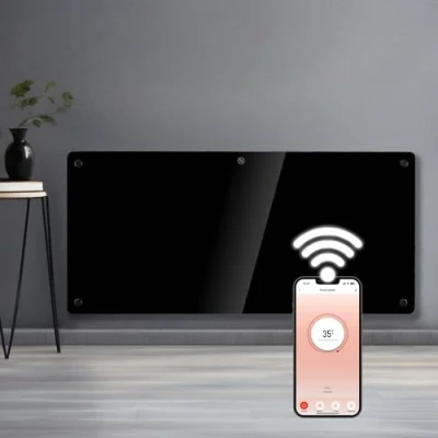 Image of Futura 2000W Black Glass WIFI Smart App Control Electric Radiator Heaters for Home, Bathroom Safe Heater Setback Timer Lot 20 &amp; Advanced Thermostat Wall Mounted or Floor Standing