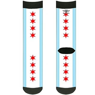 Image of Buckle Down Unisex Adult&#039;s Socks Chicago Flag Crew Backpacks, Multicolor