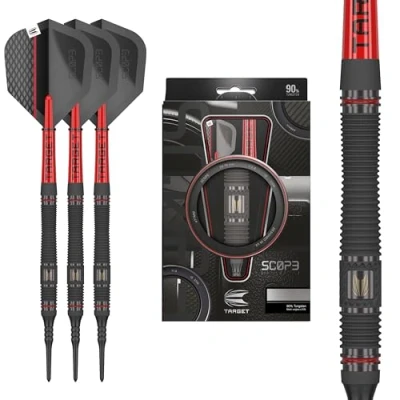 Image of TARGET Darts Scope Soft Tip Darts, 90% Tungsten Dart Set, Barrel 11 21G Red &amp; Black Set with Pixel Tips, Electronic