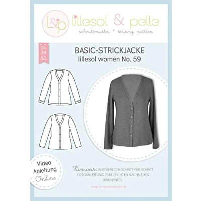 Image of Lillesol &amp; pelle Women&#039;s No.59 Basic Cardigan Sewing Pattern in Sizes 34 50 with Photo Instructions and Video
