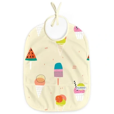 Image of Nombear ® Sleeveless Baby Weaning Bib Waterproof Bibs 6 12 Months for Led Weaning, Feeding Bibs, Toddler Bib, Food Apron, 1 Pack, Ice Cream