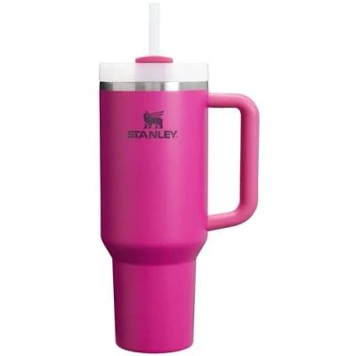 Image of Stanley Quencher H2.0 Tumbler with Handle &amp; Straw 40 oz Twist On 3 Way Lid Cupholder Compatible for Travel Insulated Stainless Steel Cup BPA Free Fuscia