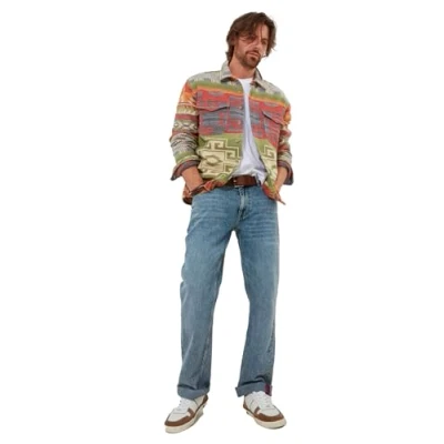 Image of Joe Browns Men&#039;s Fashion Autumnal Aztec Print Long Sleeve Overshirt, Muted Aztec, Regular Fit, S